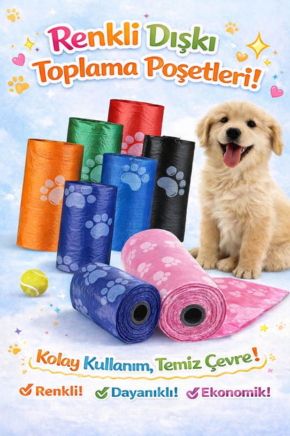 Pet Bakım Pro™60 Poşet Dayanıklı Renkli Kakası Poşeti